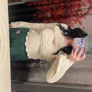 Two piece tank and over top set white with flowers size m work once nwot